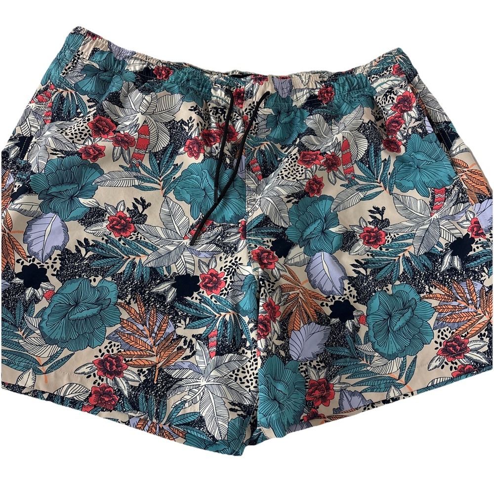 Express Swim Trunks Mens XL Tropical Floral Lined Elastic Waist Beach Shorts